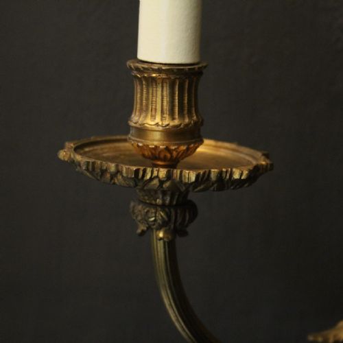 FRENCH PAIR OF GILDED BRONZE ANTIQUE WALL LIGHTS - ADDITIONAL PHOTO 5