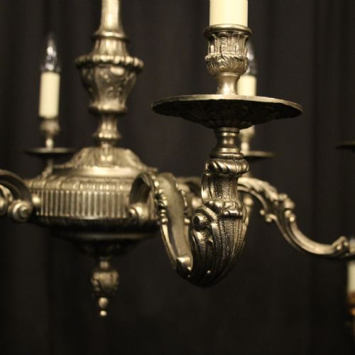 FRENCH SILVER GILDED 6 LIGHT CHANDELIER - ADDITIONAL PHOTO 1