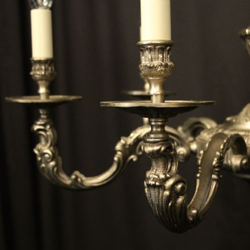 FRENCH SILVER GILDED 6 LIGHT CHANDELIER - ADDITIONAL PHOTO 2