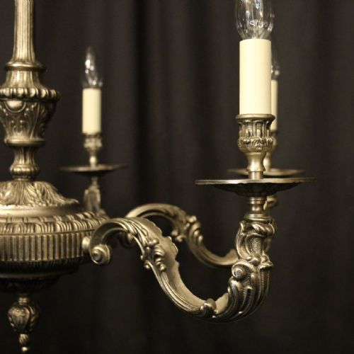 FRENCH SILVER GILDED 6 LIGHT CHANDELIER - ADDITIONAL PHOTO 4
