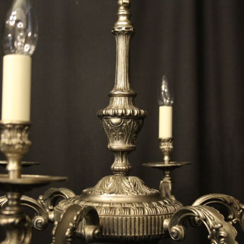 FRENCH SILVER GILDED 6 LIGHT CHANDELIER - ADDITIONAL PHOTO 5