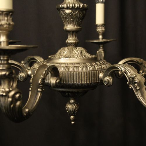 FRENCH SILVER GILDED 6 LIGHT CHANDELIER - ADDITIONAL PHOTO 6