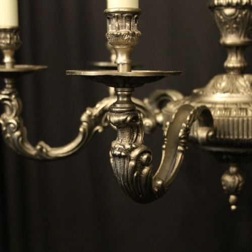 FRENCH SILVER GILDED 6 LIGHT CHANDELIER - ADDITIONAL PHOTO 7