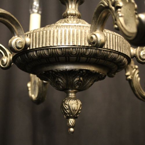 FRENCH SILVER GILDED 6 LIGHT CHANDELIER - ADDITIONAL PHOTO 8