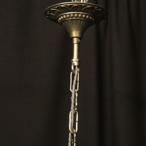 FRENCH SILVER GILDED 6 LIGHT CHANDELIER - ADDITIONAL PHOTO 9