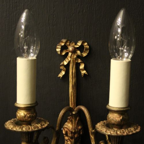 FRENCH GILDED BRONZE RAM HEAD ANTIQUE WALL LIGHTS - ADDITIONAL PHOTO 2