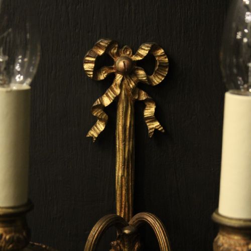 FRENCH GILDED BRONZE RAM HEAD ANTIQUE WALL LIGHTS - ADDITIONAL PHOTO 3