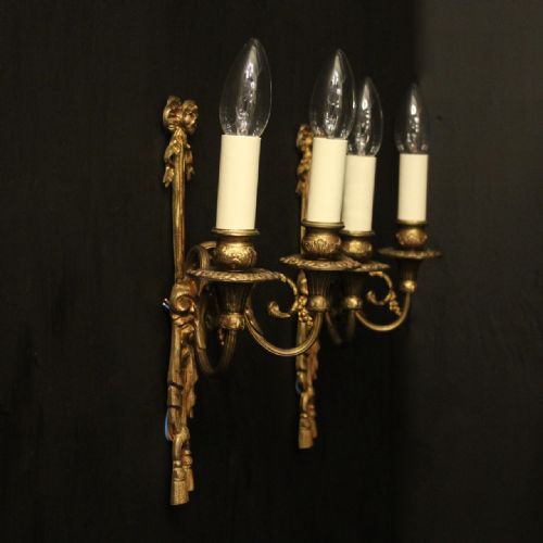 FRENCH GILDED BRONZE RAM HEAD ANTIQUE WALL LIGHTS - ADDITIONAL PHOTO 9