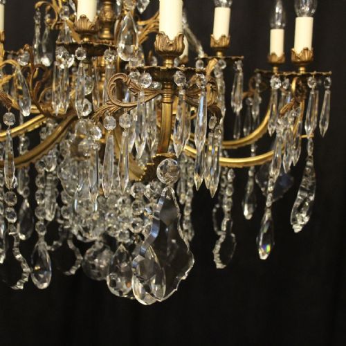 FRENCH 12 LIGHT GILDED BRONZE ANTIQUE CHANDELIER - ADDITIONAL PHOTO 1