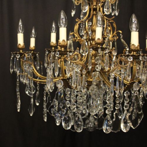 FRENCH 12 LIGHT GILDED BRONZE ANTIQUE CHANDELIER - ADDITIONAL PHOTO 2