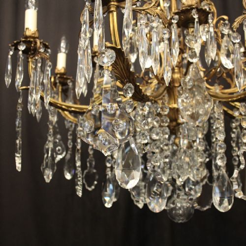 FRENCH 12 LIGHT GILDED BRONZE ANTIQUE CHANDELIER - ADDITIONAL PHOTO 3