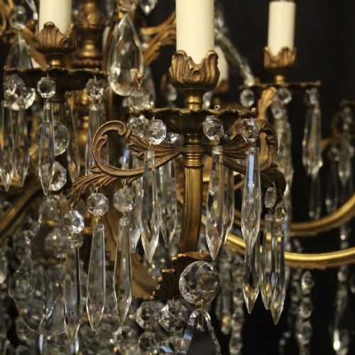 FRENCH 12 LIGHT GILDED BRONZE ANTIQUE CHANDELIER - ADDITIONAL PHOTO 6
