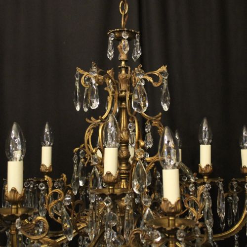FRENCH 12 LIGHT GILDED BRONZE ANTIQUE CHANDELIER - ADDITIONAL PHOTO 8