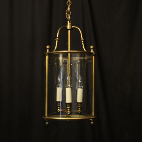 french gilded bronze triple light antique lantern - CATEGORY: ANTIQUE LIGHTING - DATED 1920