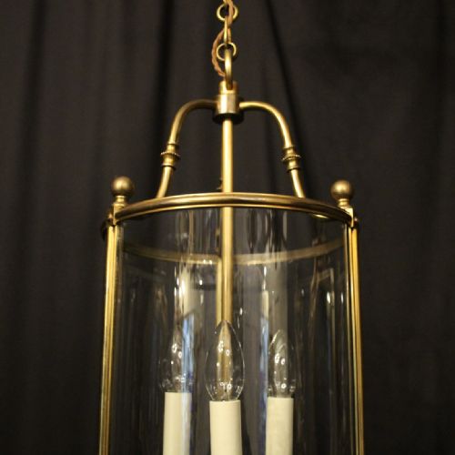 FRENCH GILDED BRONZE TRIPLE LIGHT ANTIQUE LANTERN - ADDITIONAL PHOTO 1
