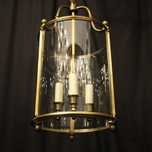 FRENCH GILDED BRONZE TRIPLE LIGHT ANTIQUE LANTERN - ADDITIONAL PHOTO 2