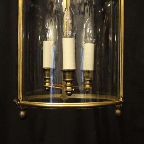 FRENCH GILDED BRONZE TRIPLE LIGHT ANTIQUE LANTERN - ADDITIONAL PHOTO 4
