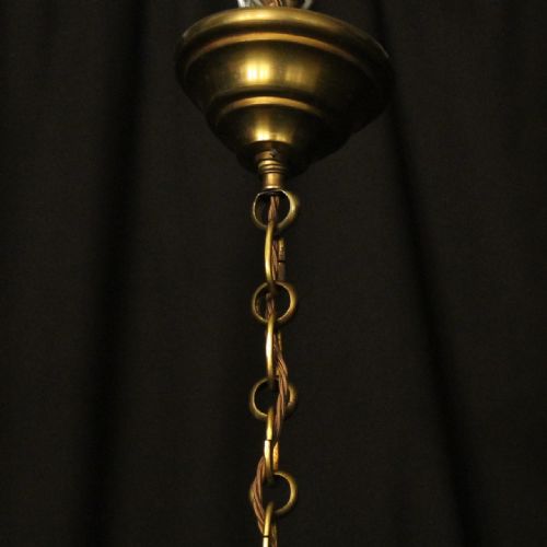 FRENCH GILDED BRONZE TRIPLE LIGHT ANTIQUE LANTERN - ADDITIONAL PHOTO 9