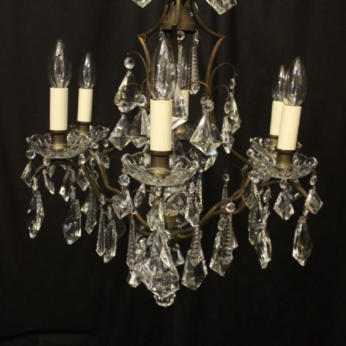 FRENCH GILDED 7 LIGHT ANTIQUE CHANDELIER - ADDITIONAL PHOTO 1