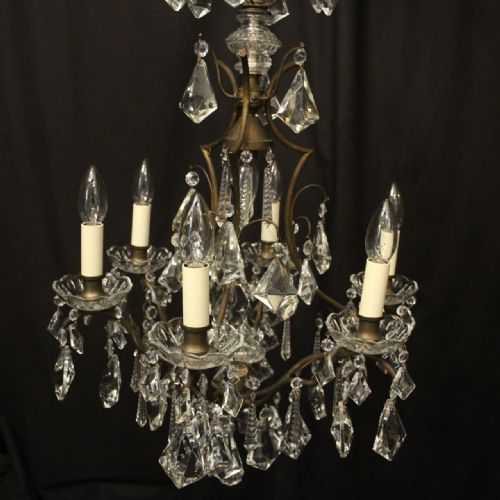 FRENCH GILDED 7 LIGHT ANTIQUE CHANDELIER - ADDITIONAL PHOTO 2