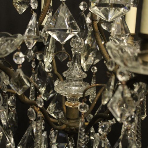 FRENCH GILDED 7 LIGHT ANTIQUE CHANDELIER - ADDITIONAL PHOTO 3