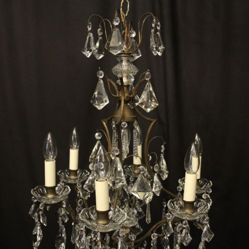 FRENCH GILDED 7 LIGHT ANTIQUE CHANDELIER - ADDITIONAL PHOTO 4