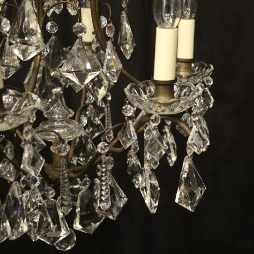 FRENCH GILDED 7 LIGHT ANTIQUE CHANDELIER - ADDITIONAL PHOTO 5