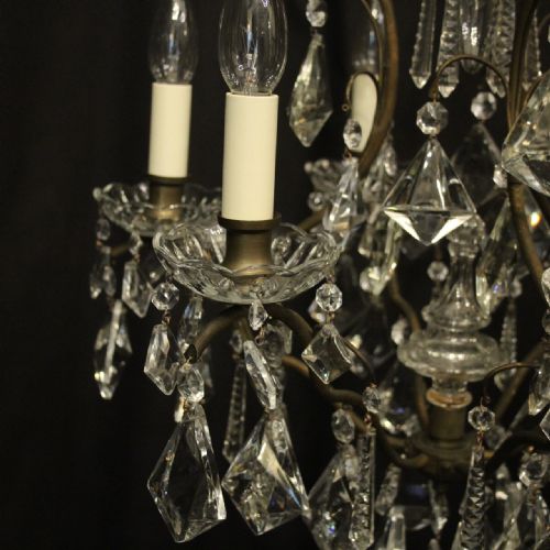 FRENCH GILDED 7 LIGHT ANTIQUE CHANDELIER - ADDITIONAL PHOTO 6