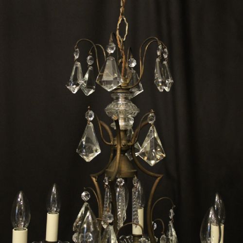 FRENCH GILDED 7 LIGHT ANTIQUE CHANDELIER - ADDITIONAL PHOTO 8