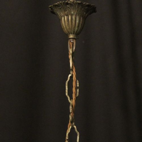 FRENCH GILDED 7 LIGHT ANTIQUE CHANDELIER - ADDITIONAL PHOTO 9
