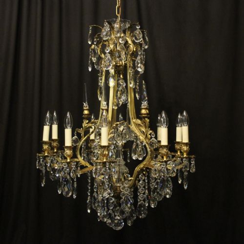 french gilded bronze crystal antique chandelier - CATEGORY: ANTIQUE LIGHTING - DATED 1900