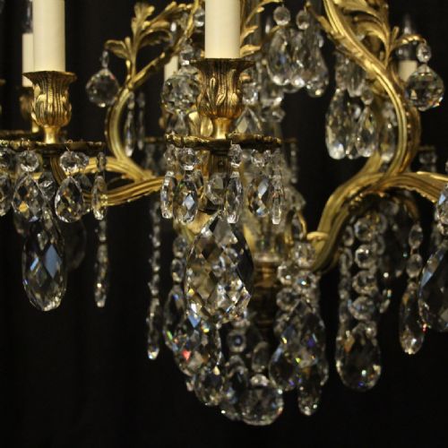FRENCH GILDED BRONZE CRYSTAL ANTIQUE CHANDELIER - ADDITIONAL PHOTO 5
