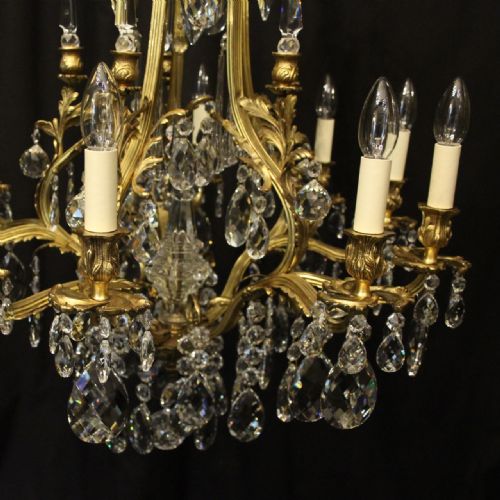FRENCH GILDED BRONZE CRYSTAL ANTIQUE CHANDELIER - ADDITIONAL PHOTO 6