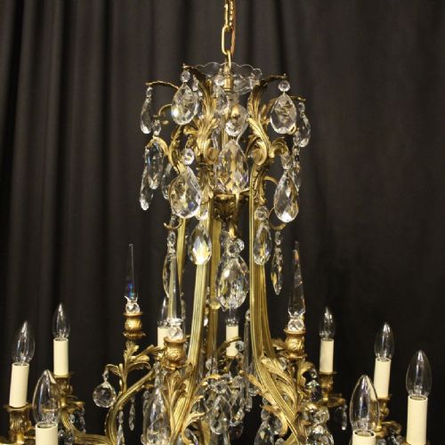 FRENCH GILDED BRONZE CRYSTAL ANTIQUE CHANDELIER - ADDITIONAL PHOTO 7