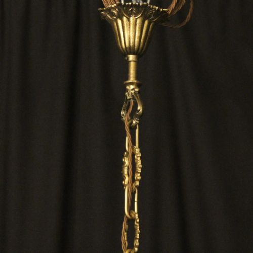 FRENCH GILDED BRONZE CRYSTAL ANTIQUE CHANDELIER - ADDITIONAL PHOTO 8
