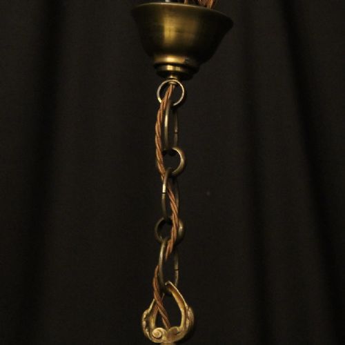 FRENCH GILDED BRASS TRIPLE LIGHT CONVEX ANTIQUE LANTERN - ADDITIONAL PHOTO 9