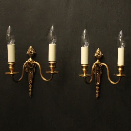 french gilded twin arm antique wall lights - CATEGORY: ANTIQUE LIGHTING - DATED 1930