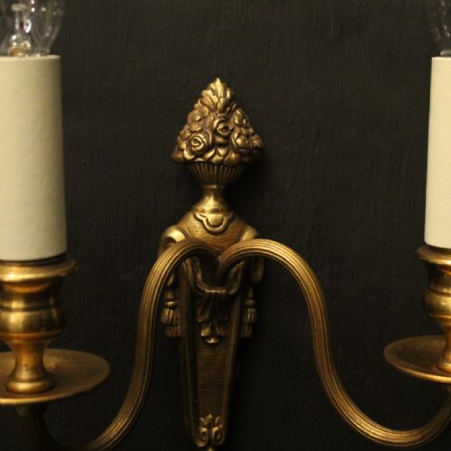 FRENCH GILDED TWIN ARM ANTIQUE WALL LIGHTS - ADDITIONAL PHOTO 2