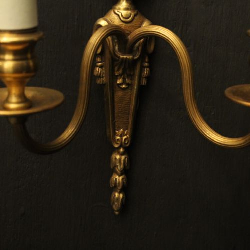 FRENCH GILDED TWIN ARM ANTIQUE WALL LIGHTS - ADDITIONAL PHOTO 4