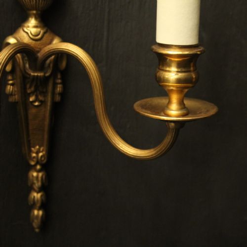 FRENCH GILDED TWIN ARM ANTIQUE WALL LIGHTS - ADDITIONAL PHOTO 6