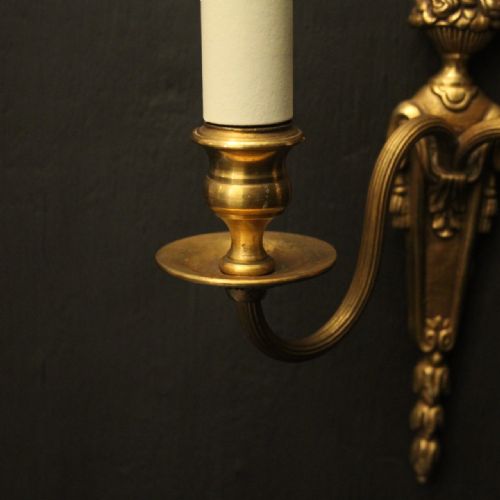 FRENCH GILDED TWIN ARM ANTIQUE WALL LIGHTS - ADDITIONAL PHOTO 8