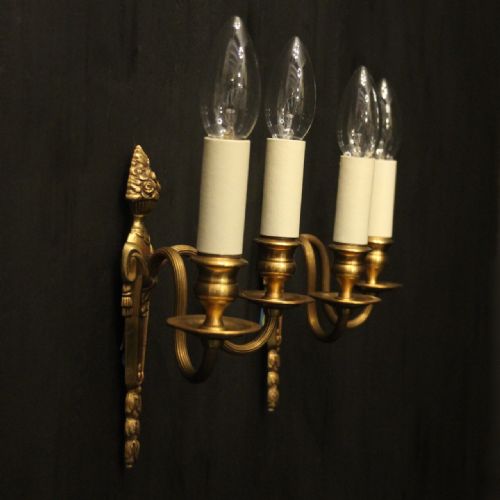 FRENCH GILDED TWIN ARM ANTIQUE WALL LIGHTS - ADDITIONAL PHOTO 9