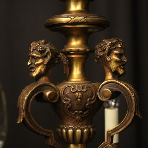 FRENCH GILDED BRONZE 6 LIGHT ANTIQUE CHANDELIER - ADDITIONAL PHOTO 2