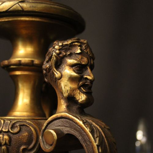 FRENCH GILDED BRONZE 6 LIGHT ANTIQUE CHANDELIER - ADDITIONAL PHOTO 3