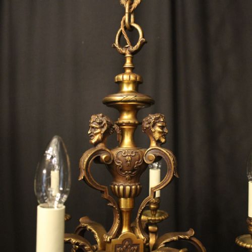 FRENCH GILDED BRONZE 6 LIGHT ANTIQUE CHANDELIER - ADDITIONAL PHOTO 6