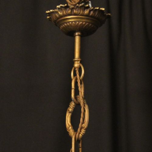 FRENCH GILDED BRONZE 6 LIGHT ANTIQUE CHANDELIER - ADDITIONAL PHOTO 9