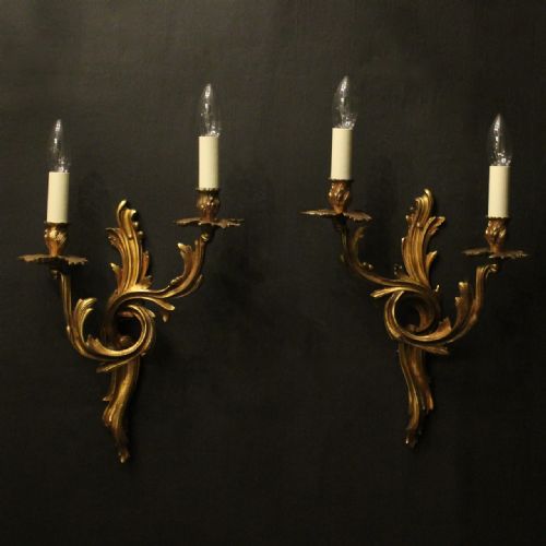 french pair of bronze antique wall sconces - CATEGORY: ANTIQUE LIGHTING - DATED 1920