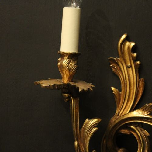 FRENCH PAIR OF BRONZE ANTIQUE WALL SCONCES - ADDITIONAL PHOTO 7