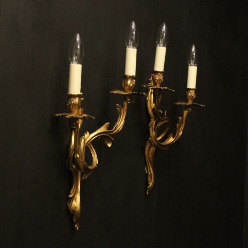 FRENCH PAIR OF BRONZE ANTIQUE WALL SCONCES - ADDITIONAL PHOTO 9