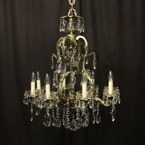 french 8 light birdcage crystal antique chandelier - CATEGORY: ANTIQUE LIGHTING - DATED 1900